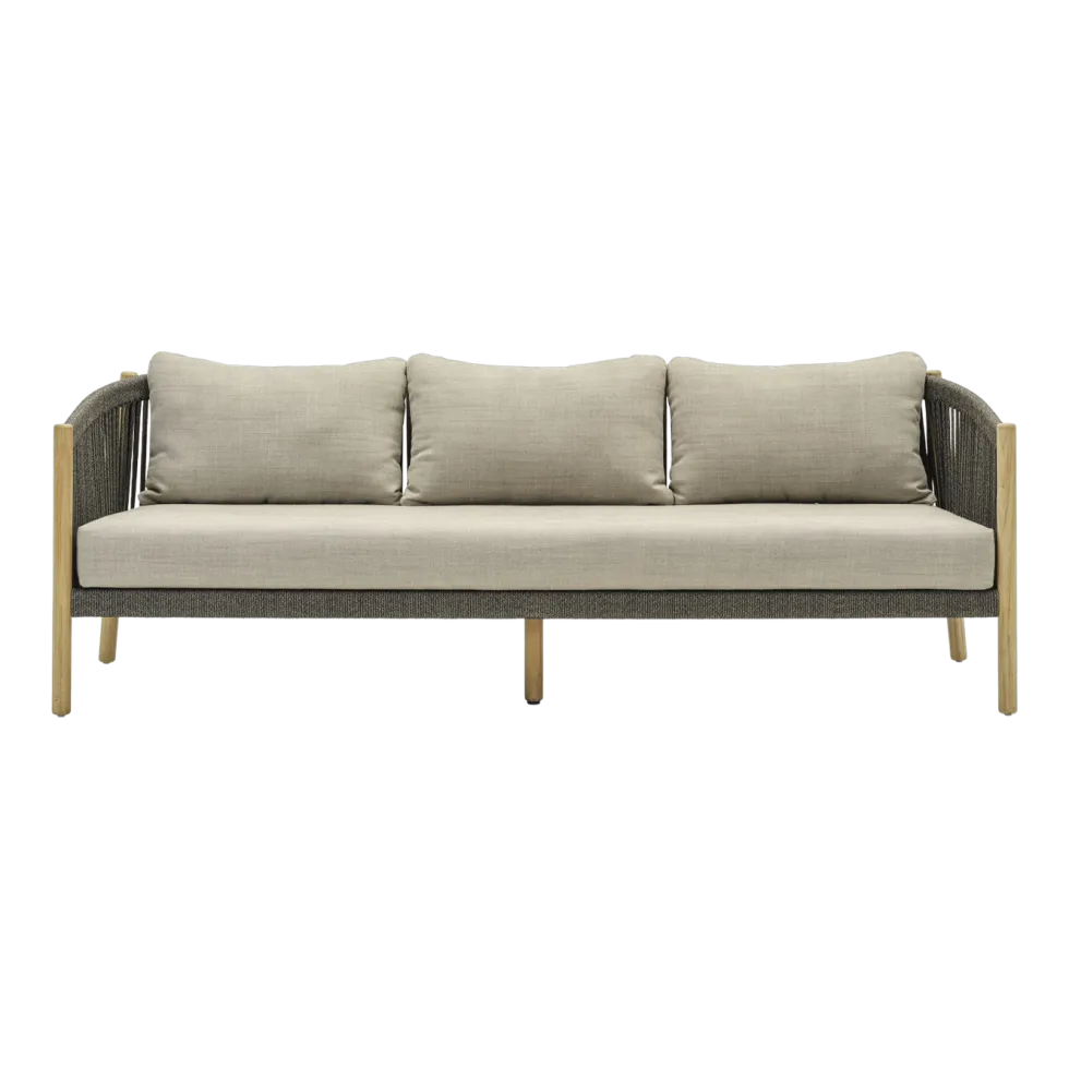 Canapé lounge en teck et corde anthracite 3 places Lento - Vincent Sheppard