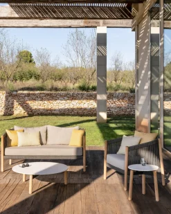 Canapé lounge en teck et corde anthracite 2,5 places Lento - Vincent Sheppard