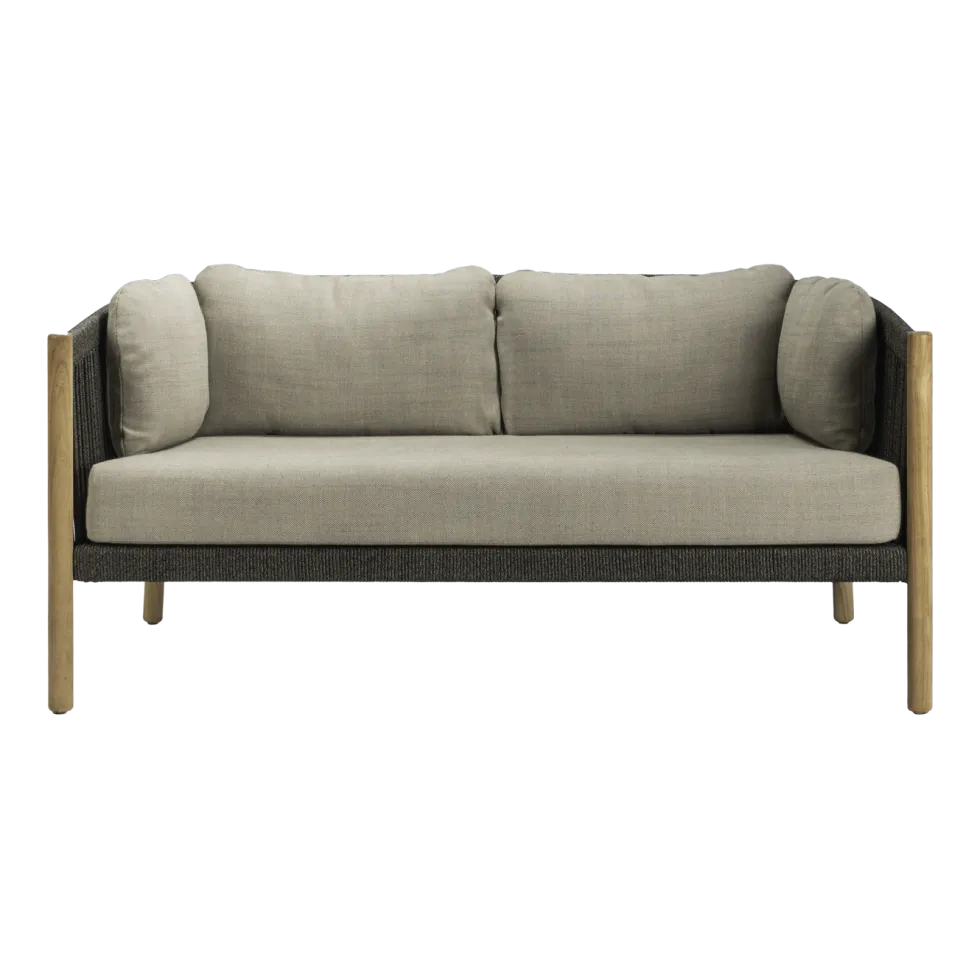 Canapé lounge en teck et corde anthracite 2,5 places Lento - Vincent Sheppard