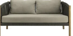 Canapé lounge en teck et corde anthracite 2,5 places Lento - Vincent Sheppard