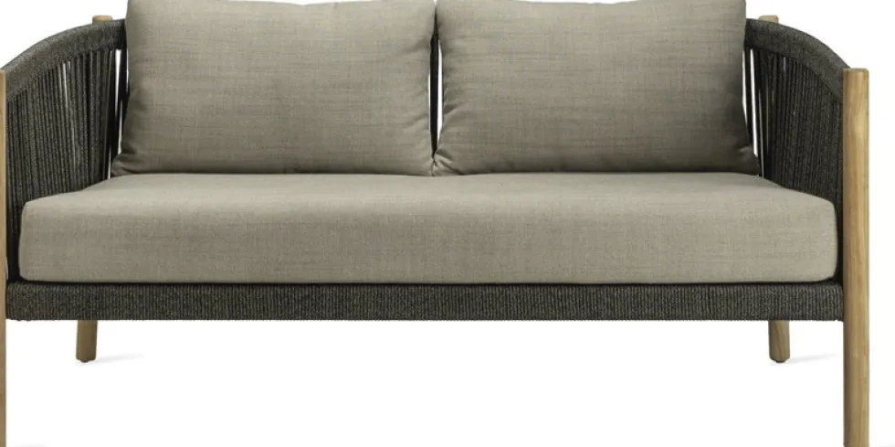 Canapé lounge en teck et corde anthracite 2,5 places Lento - Vincent Sheppard