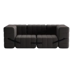 Canapé modulable accoudoirs 2 places en tissu jet gris marron 204x102x68cm Curt - Ambivalenz
