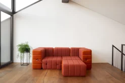 Canapé modulable accoudoirs 2 places en velours barcelone bleu clair 204x102x68cm Curt - Ambivalenz
