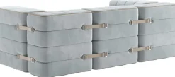 Canapé modulable accoudoirs 2 places en velours barcelone bleu clair 204x102x68cm Curt - Ambivalenz