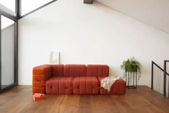 Canapé modulable accoudoirs 2 places en velours barcelone vert clair 204x102x68cm Curt - Ambivalenz