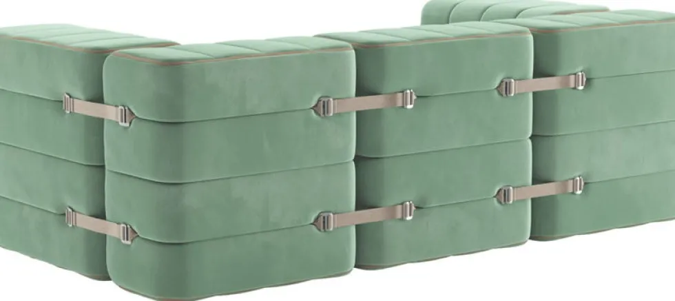 Canapé modulable accoudoirs 2 places en velours barcelone vert clair 204x102x68cm Curt - Ambivalenz