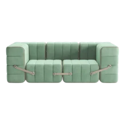 Canapé modulable accoudoirs 2 places en velours barcelone vert clair 204x102x68cm Curt - Ambivalenz