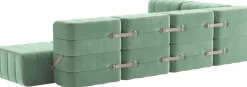 Canapé modulable d'angle en tissu bacelona vert clair 306x238x68cm Curt - Ambivalenz