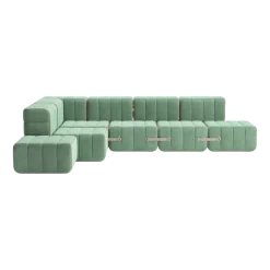 Canapé modulable d'angle en tissu bacelona vert clair 306x238x68cm Curt - Ambivalenz