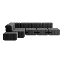 Canapé modulable d'angle en tissu dama gris foncé 306x238x68cm Curt - Ambivalenz