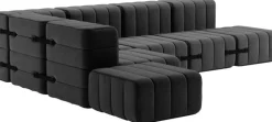 Canapé modulable d'angle en tissu dama gris foncé 306x238x68cm Curt - Ambivalenz