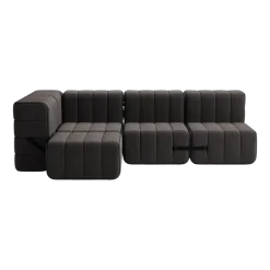 Canapé modulable d'angle en tissu jet gris marron 238x170x68cm Curt - Ambivalenz
