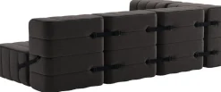 Canapé modulable d'angle en tissu jet gris marron 238x170x68cm Curt - Ambivalenz