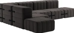 Canapé modulable d'angle en tissu jet gris marron 306x238x68cm Curt - Ambivalenz