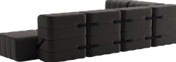Canapé modulable d'angle en tissu jet gris marron 306x238x68cm Curt - Ambivalenz