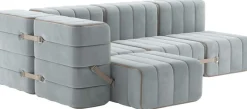 Canapé modulable d'angle en velours barcelone bleu clair 238x170x68cm Curt - Ambivalenz