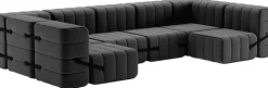 Canapé modulable forme u en tissu dama gris foncé 340x170x68cm Curt - Ambivalenz