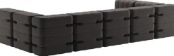 Canapé modulable forme u en tissu jet gris marron 340x170x68cm Curt - Ambivalenz