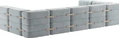 Canapé modulable forme u en velours barcelone bleu clair 340x170x68cm Curt - Ambivalenz