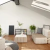Canapé modulable 3 places en tissu dama gris foncé 204x102x68cm Curt - Ambivalenz