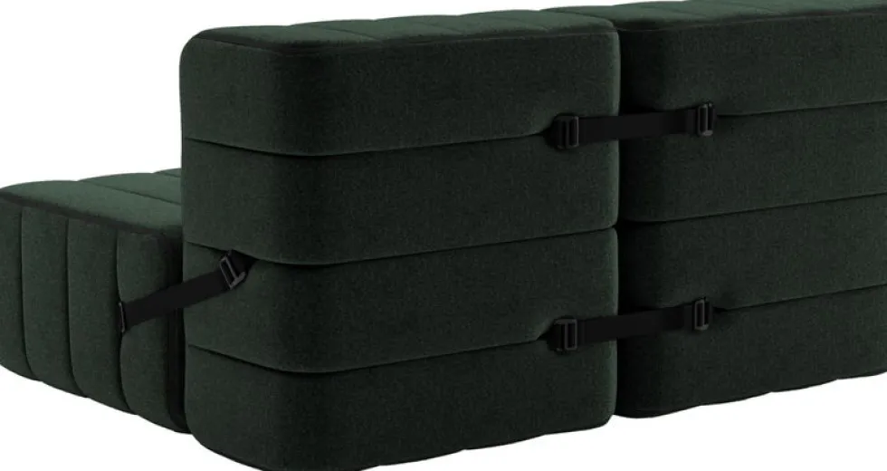 Canapé modulable 2 places en tissu dama vert foncé 136x102x68cm Curt - Ambivalenz