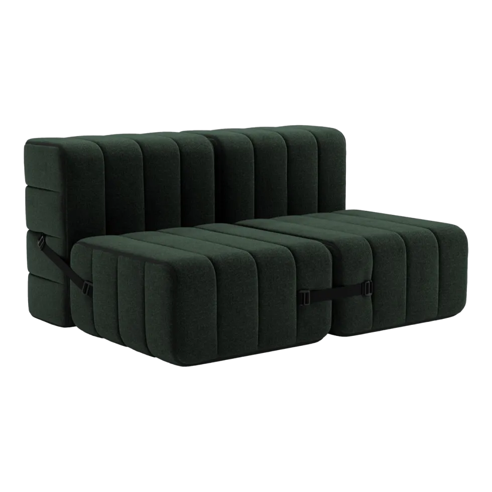 Canapé modulable 2 places en tissu dama vert foncé 136x102x68cm Curt - Ambivalenz