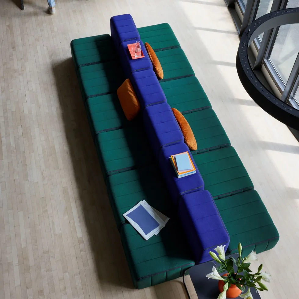 Canapé modulable 3 places en tissu dama vert foncé 204x102x68cm Curt - Ambivalenz