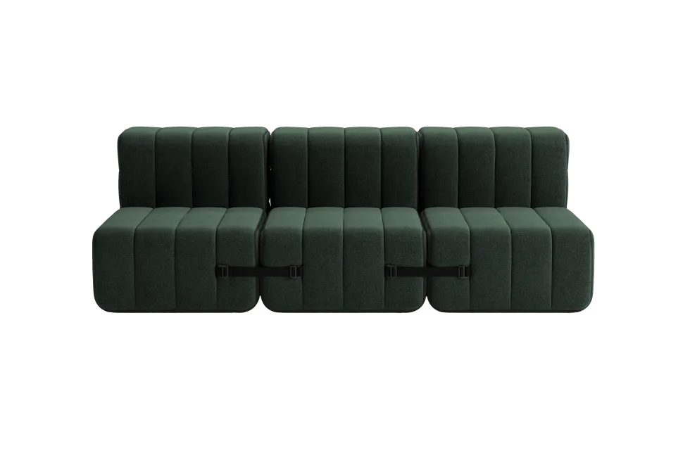 Canapé modulable 3 places en tissu dama vert foncé 204x102x68cm Curt - Ambivalenz