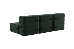 Canapé modulable 3 places en tissu dama vert foncé 204x102x68cm Curt - Ambivalenz