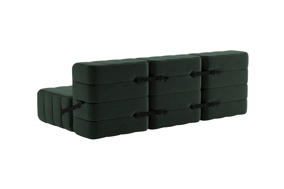 Canapé modulable 3 places en tissu dama vert foncé 204x102x68cm Curt - Ambivalenz