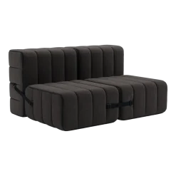 Canapé modulable 2 places en tissu jet gris marron 136x102x68cm Curt - Ambivalenz