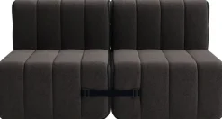 Canapé modulable 2 places en tissu jet gris marron 136x102x68cm Curt - Ambivalenz