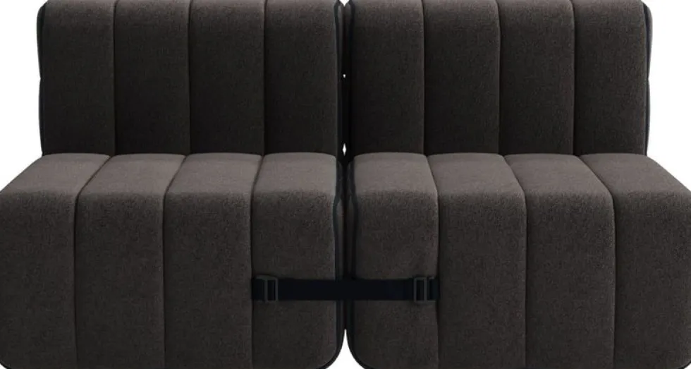 Canapé modulable 2 places en tissu jet gris marron 136x102x68cm Curt - Ambivalenz