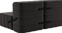 Canapé modulable 2 places en tissu jet gris marron 136x102x68cm Curt - Ambivalenz