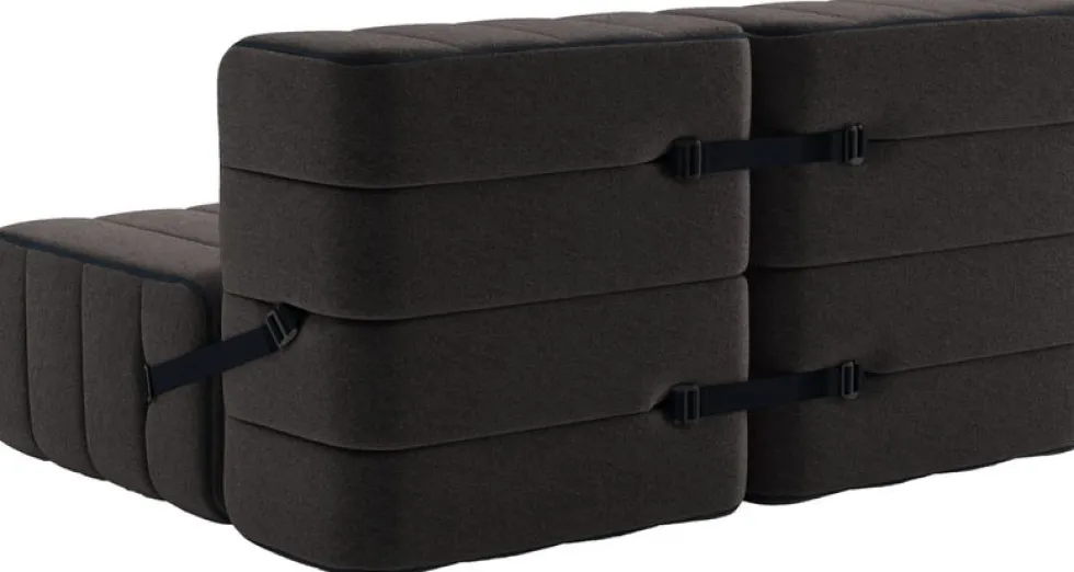 Canapé modulable 2 places en tissu jet gris marron 136x102x68cm Curt - Ambivalenz