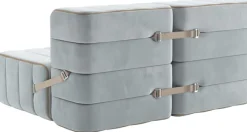 Canapé modulable 2 places en velours barcelone bleu clair 136x102x68cm Curt - Ambivalenz