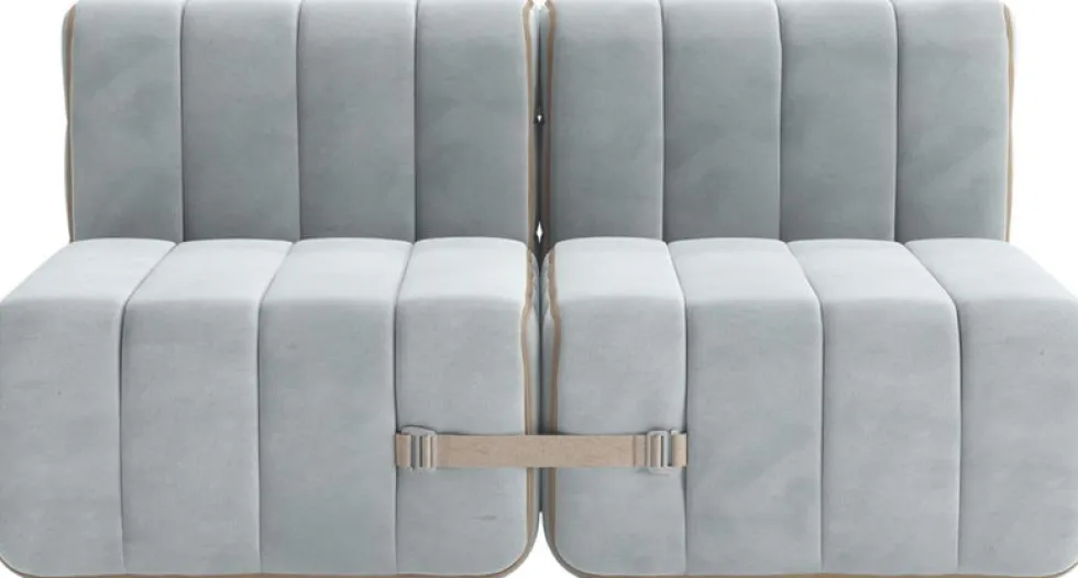Canapé modulable 2 places en velours barcelone bleu clair 136x102x68cm Curt - Ambivalenz