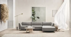 Canapé méridienne droite en velours gris clair globa Orlando - Bolia