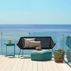Canapé noir avec coussin d'assise écru Breeze - Cane-Line
