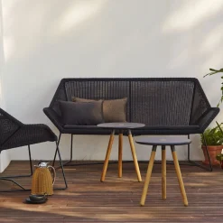 Canapé noir avec coussin d'assise gris Breeze - Cane-Line