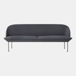 Canapé 3 places bleu foncé pieds gris foncé Oslo - Muuto