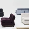 Canapé 2 places coque anthracite et tissu bleu rouge Amanta - HAY
