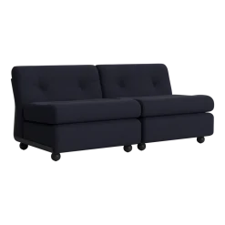 Canapé 2 places coque anthracite et tissu bleu rouge Amanta - HAY