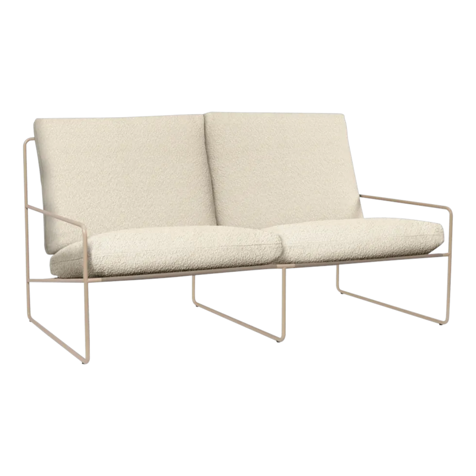 Canapé 2 places d'extérieur en acier et tissu beige 156x85x79cm Desert 1 - Ferm living