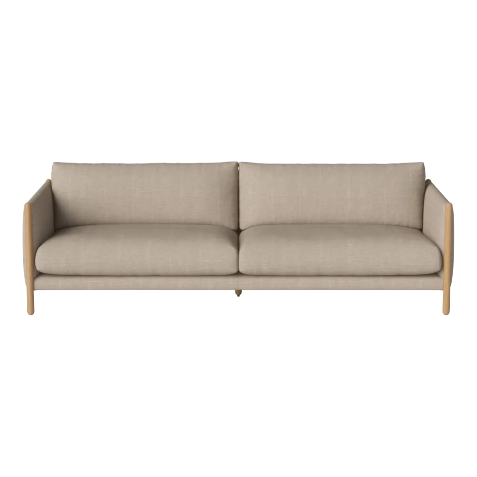 Canapé 3 places en chêne huilé et tissu en lin beige pure Hayden - Bolia
