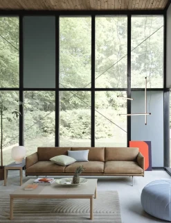 Canapé 3 places en cuir cognac Outline 220 cm - Muuto