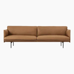 Canapé 3 places en cuir cognac Outline 220 cm - Muuto