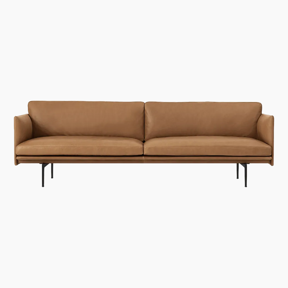 Canapé 3 places en cuir cognac Outline 220 cm - Muuto