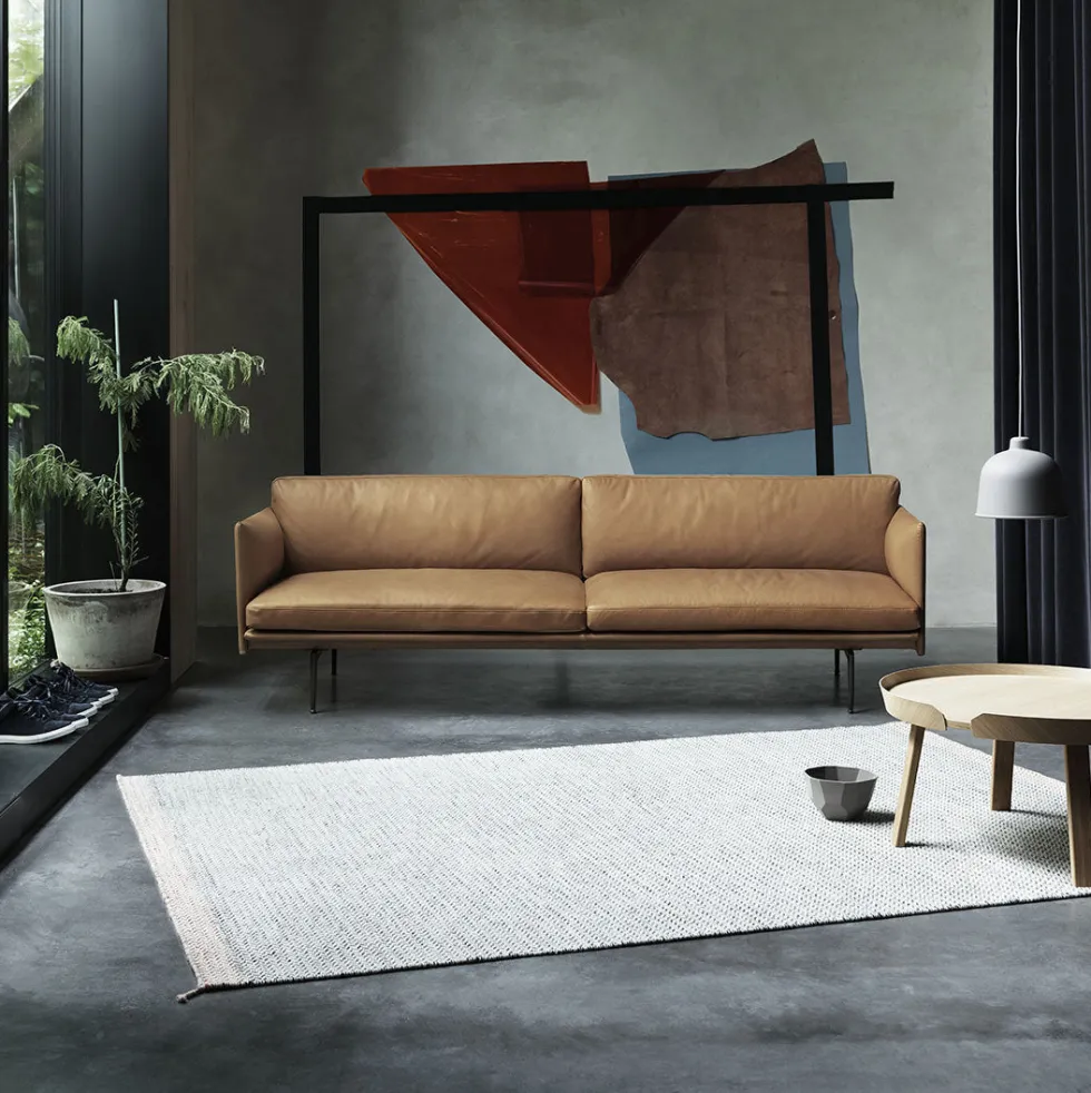 Canapé 3 places en cuir cognac Outline 220 cm - Muuto