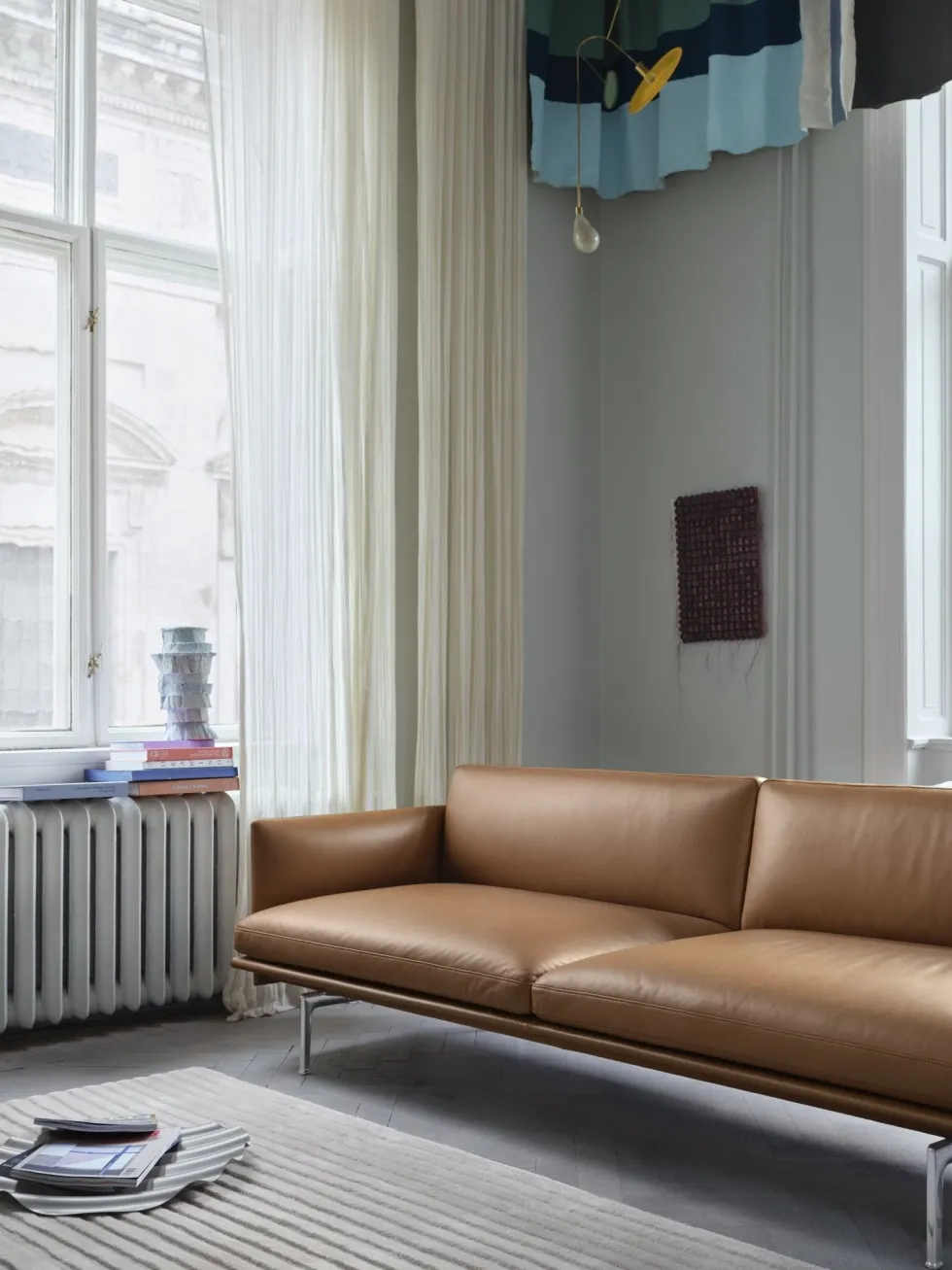 Canapé 3 places en cuir cognac Outline 220 cm - Muuto